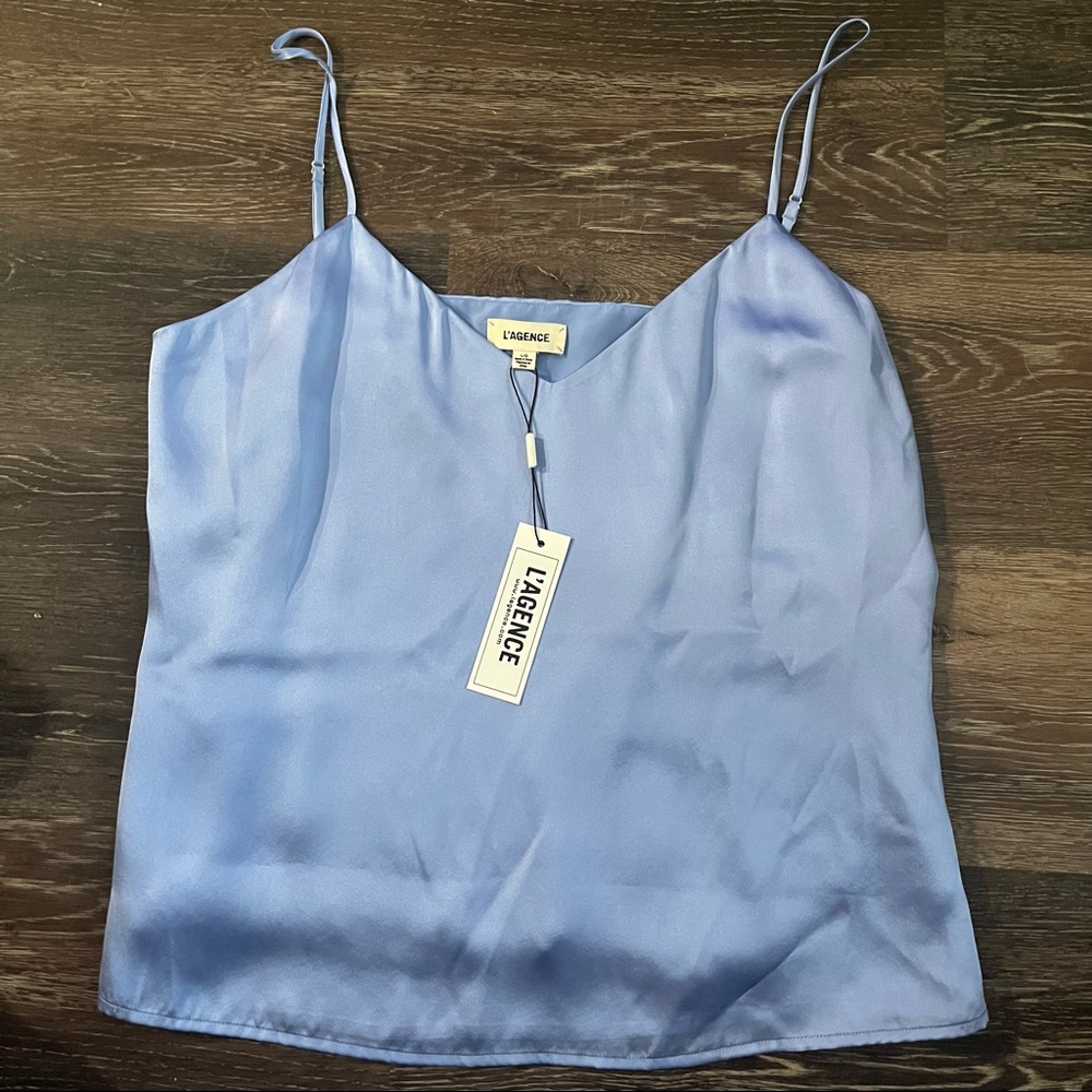L’agence blue silk top NWT